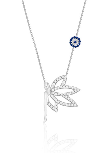 Gümüş Peri Kız Kolye Rodyumlu Zirkon Taşlı 925 Ayar ST190