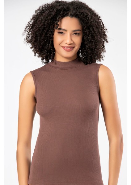 Erdem Weweus Kahve Viskon Kaşkorse Balıkçı Yaka T-Shirt