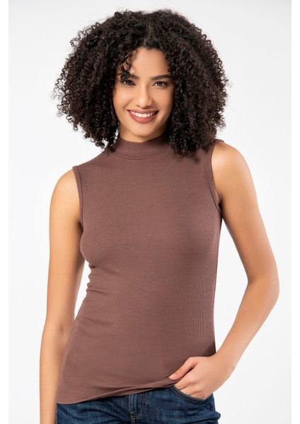 Erdem Weweus Kahve Viskon Kaşkorse Balıkçı Yaka T-Shirt modelleri