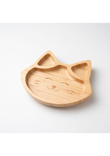 Sevimli Kedi Bölmeli Bambu Tabak Sarı