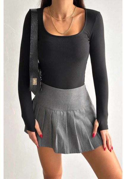 Kadın Kare Yaka Parmak Geçme Detaylı Oyso Modal Kumas Bluz fiyatları