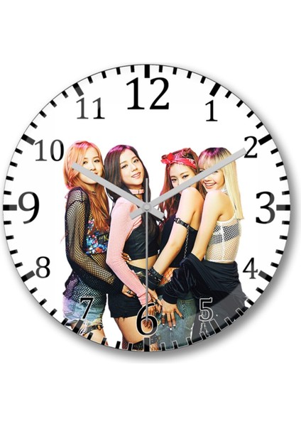 Blackpink Grup Duvar Saati Bombeli Gercek Cam