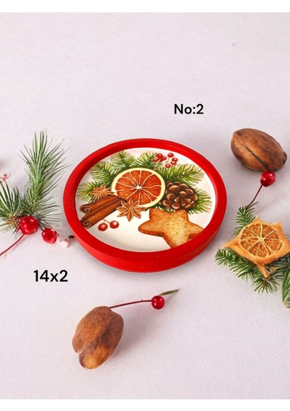 Kurumsal Hediyelik Yeni Yıl Yılbaşı Christmas Bardak Altlığı 14 cm Mumluk Kutulu Hediye