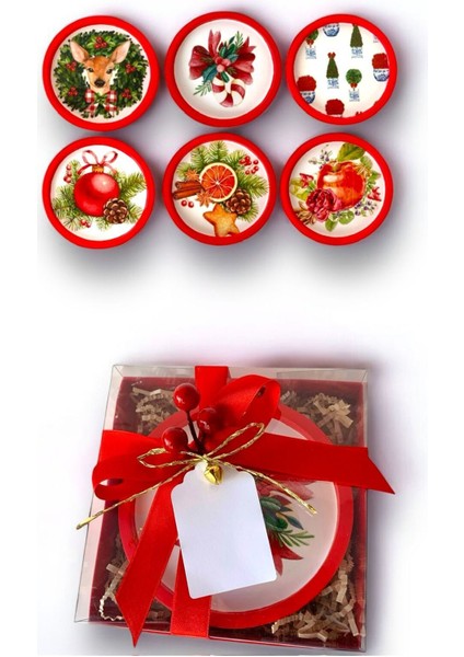 Kurumsal Hediyelik Yeni Yıl Yılbaşı Christmas Bardak Altlığı 14 cm Mumluk Kutulu Hediye modelleri