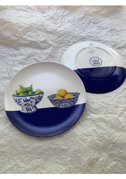 Limonlu Blue Blanc Meyve Duvar Tabağı Dekoratif Bahçe Balkon Mutfak Salon Duvar Süsü NO:135