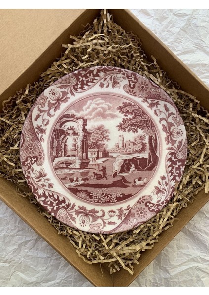 Pudra Vintage Desenli Duvar Tabağı Dekoratif Bahçe Balkon Mutfak Salon Duvar Süsü No:74