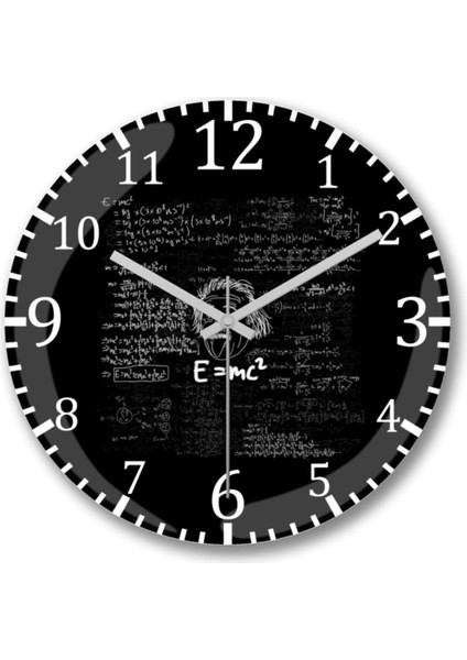 E=mc2 Formül Matematik Formülü Duvar Saati Bombeli Gercek Cam