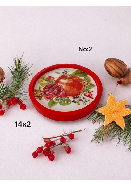 Kurumsal Hediyelik Yeni Yıl Yılbaşı Christmas Bardak Altlığı 14 cm Mumluk Kutulu Hediye