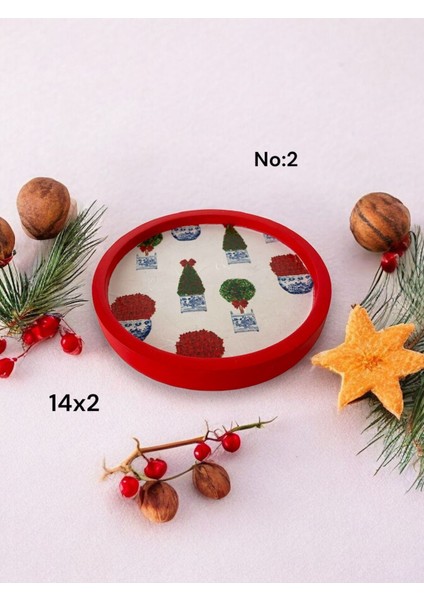 Kurumsal Hediyelik Yeni Yıl Yılbaşı Christmas Bardak Altlığı 14 cm Mumluk Kutulu Hediye