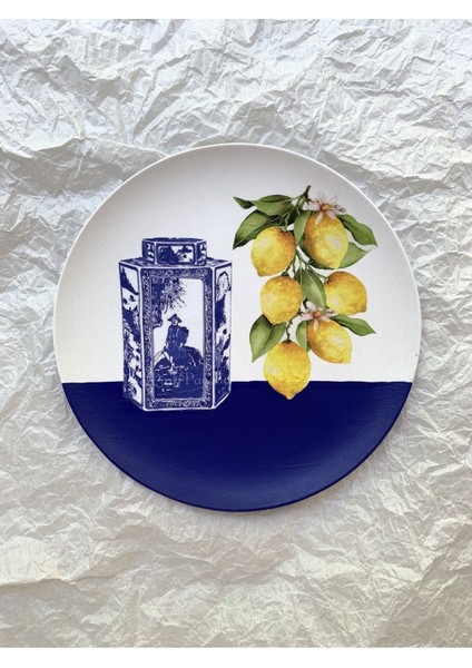 Limonlu Blue Blanc Duvar Tabağı Dekoratif Bahçe Balkon Mutfak Salon Duvar Süsü NO:136 modelleri