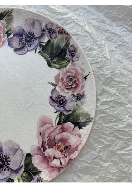 Pastel Tonlarında Çiçekli Duvar Tabağı Dekoratif Bahçe Balkon Mutfak Salon Duvar Süsü NO:161