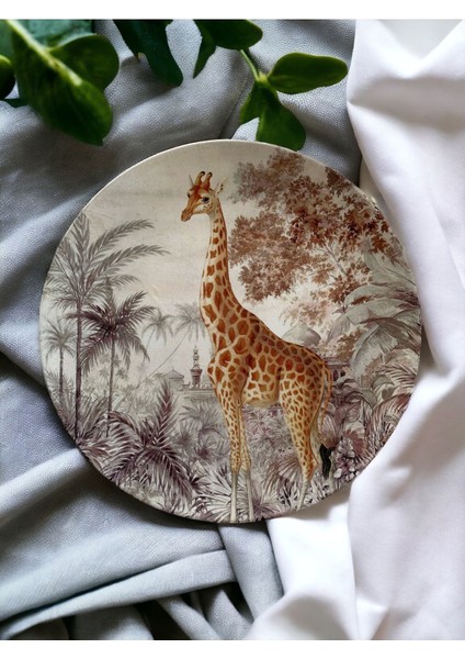Tropikal Safari Zürafa Deseni Duvar Tabağı Dekoratif Duvar Süsü NO:219