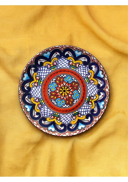 Dekoratif Duvar Tabağı Mutfak Bahçe Balkon Süsü Desenli Çiçekli Renkli Mandala Etnik Tabak No:42