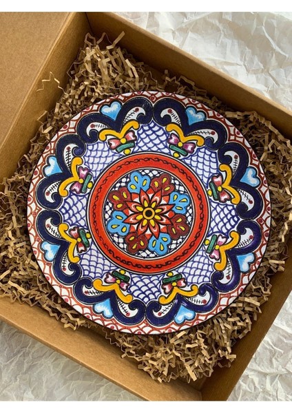 Dekoratif Duvar Tabağı Mutfak Bahçe Balkon Süsü Desenli Çiçekli Renkli Mandala Etnik Tabak No:42
