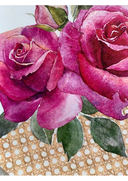 Gül Desenli Pembe Fuşya Duvar Tabağı Güllü El Yapımı Dekoratif Duvar Süsü 1 Adet