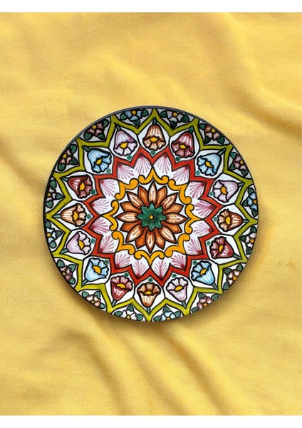 Dekoratif Duvar Tabağı Mutfak Bahçe Balkon Süsü Desenli Çiçekli Renkli Mandala Etnik Tabak No:34