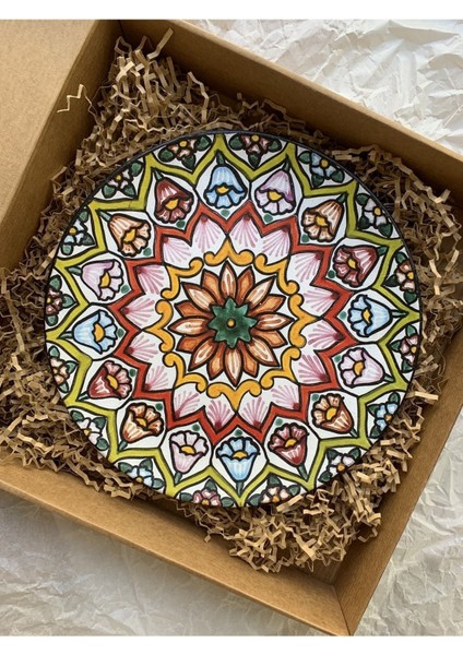 Dekoratif Duvar Tabağı Mutfak Bahçe Balkon Süsü Desenli Çiçekli Renkli Mandala Etnik Tabak No:34 indirimleri