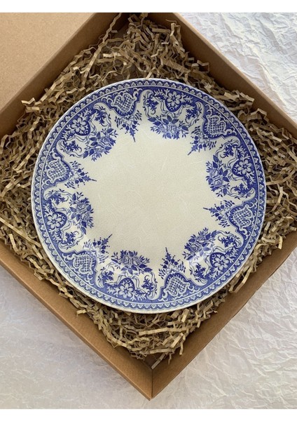 Blue Blanc Çiçek Desenli Duvar Tabağı Dekoratif Bahçe Balkon Mutfak Salon Duvar Süsü NO:191
