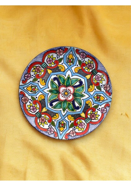 Dekoratif Duvar Tabağı Mutfak Bahçe Balkon Süsü Desenli Çiçekli Renkli Mandala Etnik Tabak No:40