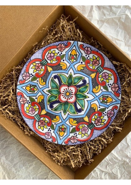 Dekoratif Duvar Tabağı Mutfak Bahçe Balkon Süsü Desenli Çiçekli Renkli Mandala Etnik Tabak No:40