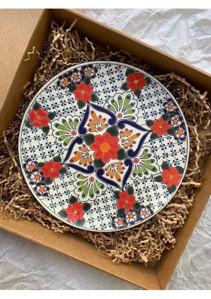 Dekoratif Duvar Tabağı Mutfak Bahçe Balkon Süsü Desenli Çiçekli Renkli Mandala Etnik Tabak No:36
