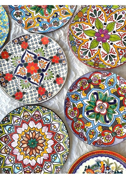 Dekoratif Duvar Tabağı Mutfak Bahçe Balkon Süsü Desenli Çiçekli Renkli Mandala Etnik Tabak No:36