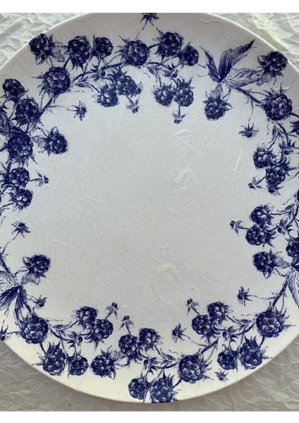 Blue Blanc Çiçek Desenli Duvar Tabağı Dekoratif Bahçe Balkon Mutfak Salon Duvar Süsü NO:189