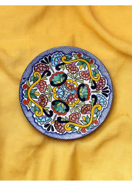 Dekoratif Duvar Tabağı Mutfak Bahçe Balkon Süsü Desenli Çiçekli Renkli Mandala Etnik Tabak No:41