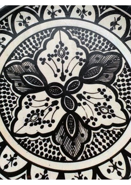 Dekoratif Duvar Tabağı Duvar Süsü Dantel Desenli Tabak Siyah Beyaz Tabak No:15