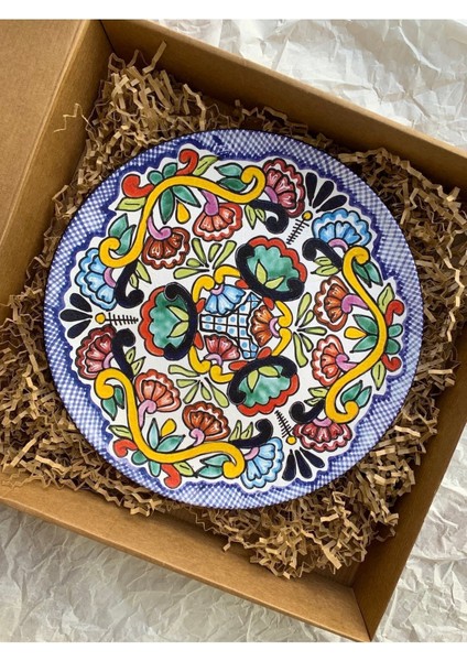 Dekoratif Duvar Tabağı Mutfak Bahçe Balkon Süsü Desenli Çiçekli Renkli Mandala Etnik Tabak No:41