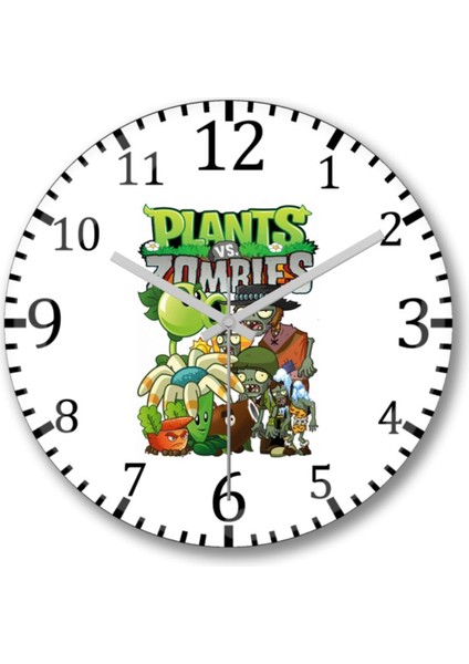 Plants Vs Zombies Duvar Saati Bombeli Gercek Cam
