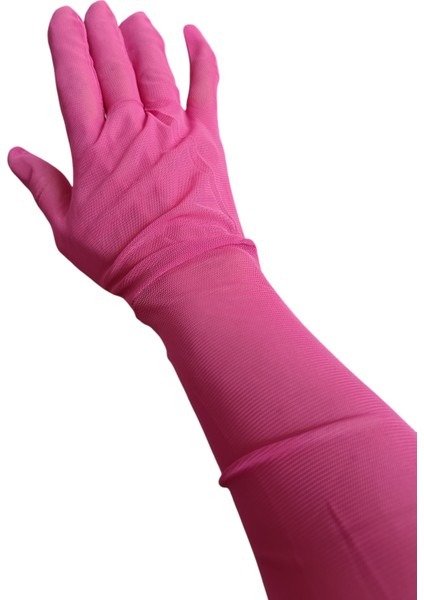 Pembe Şifon Eldiven, Şık Zarif Eldiven, Kadın Şifon Eldiven