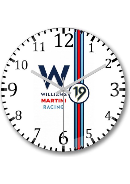 Williams Martini Racing Formula 1 Duvar Saati Bombeli Gercek Cam