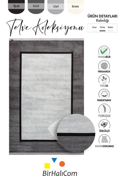 Telve Siyah Halı Krem Halı Bambu Halı Modern Akrilik Dokuma Halı Çerçeveli Desenli Salon Oturma Odası Halısı Salon Halısı