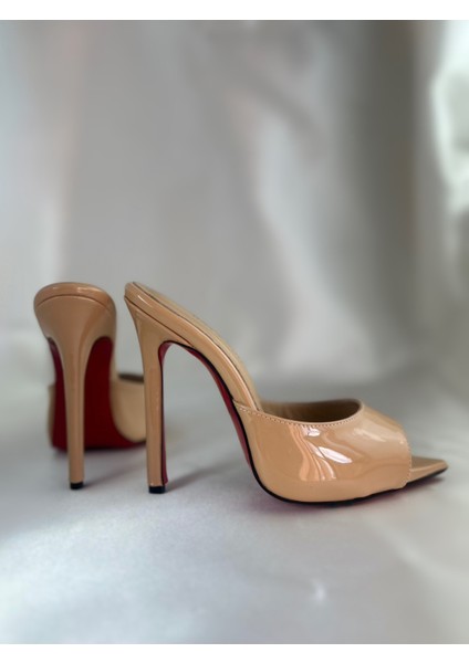 Hayyshoes Nude Rugan Deri Astarlı Kaplama Topuk Aynalı Jürdan Topuklu Terlik modelleri