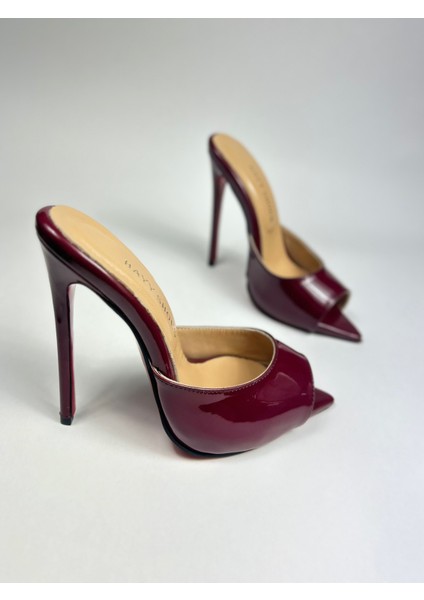 Hayyshoes Mürdüm Rugan Deri Astarlı Kaplama Topuk Aynalı Jürdan Topuklu Terlik fiyatları