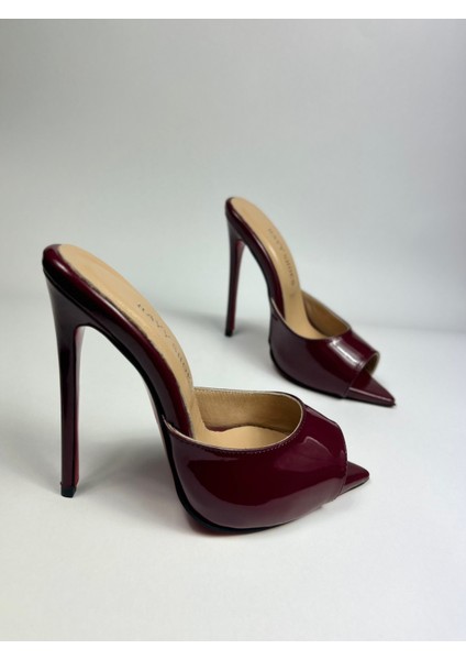 Hayyshoes Mürdüm Rugan Deri Astarlı Kaplama Topuk Aynalı Jürdan Topuklu Terlik fırsatları