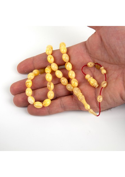 Katalin Beyzi Kesim 8X11MM Tesbih Açık Sarı /şeffaf - Ibrahim Yeşilnacar Usta Işi