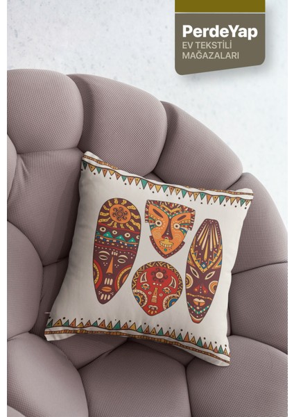 Afrika Sanatı Motifleri Desenli 4lü Dijital Baskılı Dekoratif Kırlent Kılıfı 43 x 43 cm 050 indirimleri