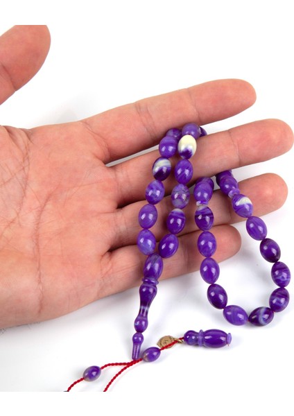 Katalin Beyzi Kesim 8X11 mm Tesbih - Lila/beyaz fiyatları