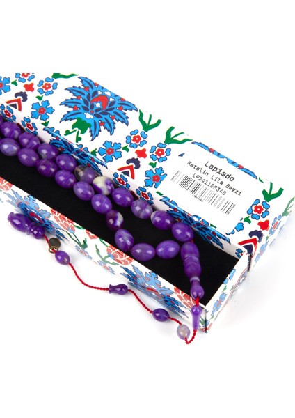 Katalin Beyzi Kesim 8X11 mm Tesbih - Lila/beyaz fırsatları