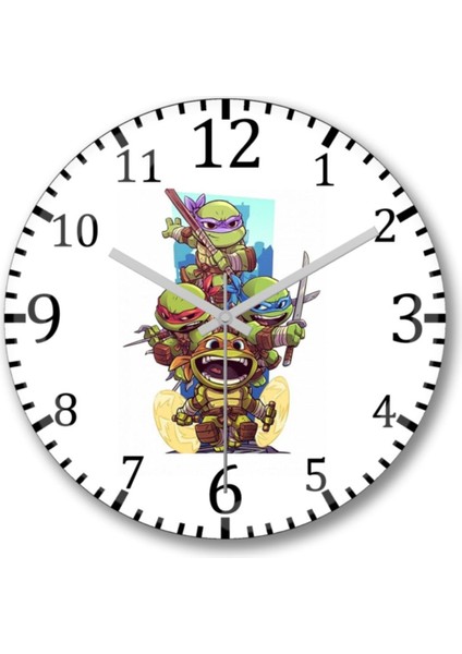 Ninja Turtles Ninja Kaplubağalar Duvar Saati Bombeli Gercek Cam