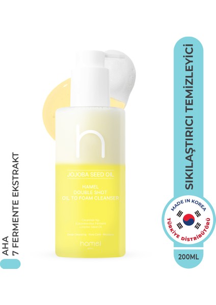 Jojoba Seed Oil Double Shot Foam Cleanser Çift Fazlı Temizleyici Kore 200ml