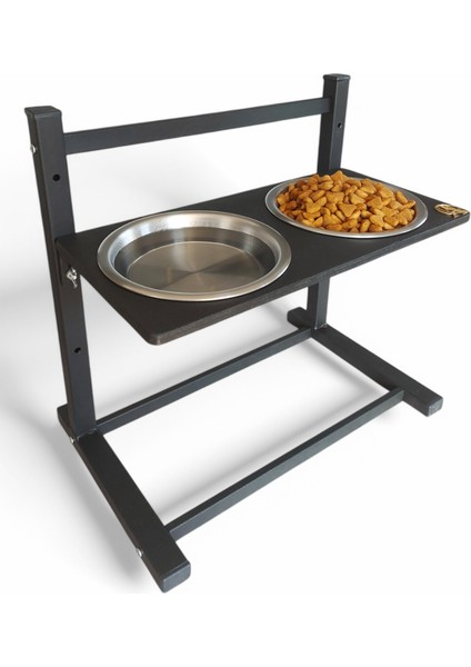 Büyük ve Orta Boy Köpekler Için Ayarlanabilir 3 Yükseklikli Paslanmaz Çelik Mama ve Su Kabı Standı