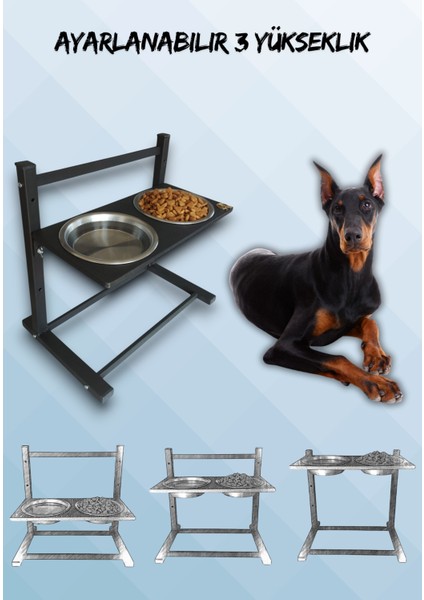 Büyük ve Orta Boy Köpekler Için Ayarlanabilir 3 Yükseklikli Paslanmaz Çelik Mama ve Su Kabı Standı fiyatları