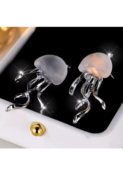 Y2K - Denizanası Detaylı Gümüş Küpe modelleri