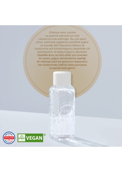 Glow 12GF Hyal Essence Toner Peptid Vegan Nemlendirici ve Yatıştırıcı Tonik Kore 200ml modelleri