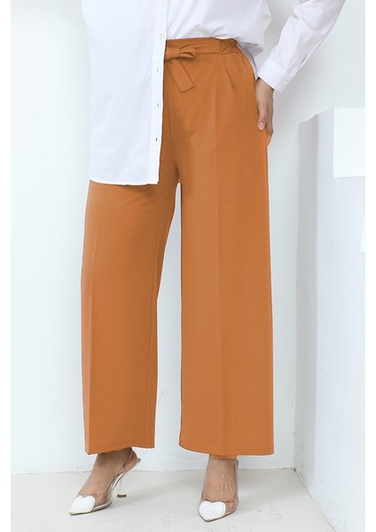Meva Kemerli Bol Paça Pantolon 648 - Vizon
