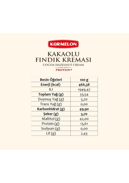 Şeker Ilavesiz Proteinli Kakaolu ve Fındıklı Krema 330 G x 2 Adet