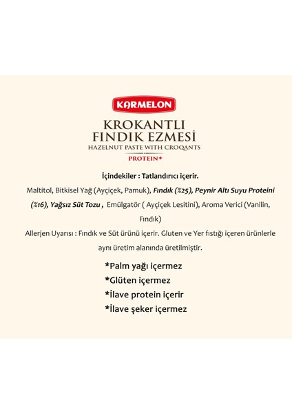 Şeker Ilavesiz Proteinli Kakaolu ve Fındıklı Krema 330 G x 2 Adet